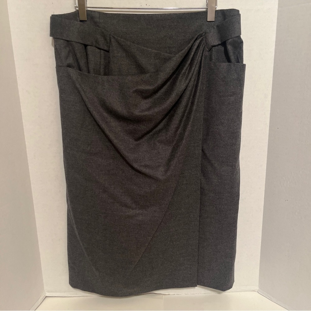 Charcoal Draped Pencil Skirt